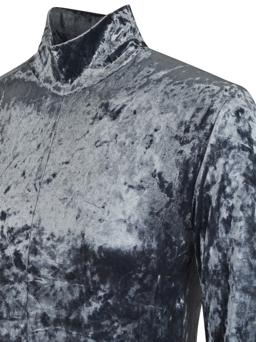 Forte Forte Iridescent Stretch Velvet Turtleneck Dress