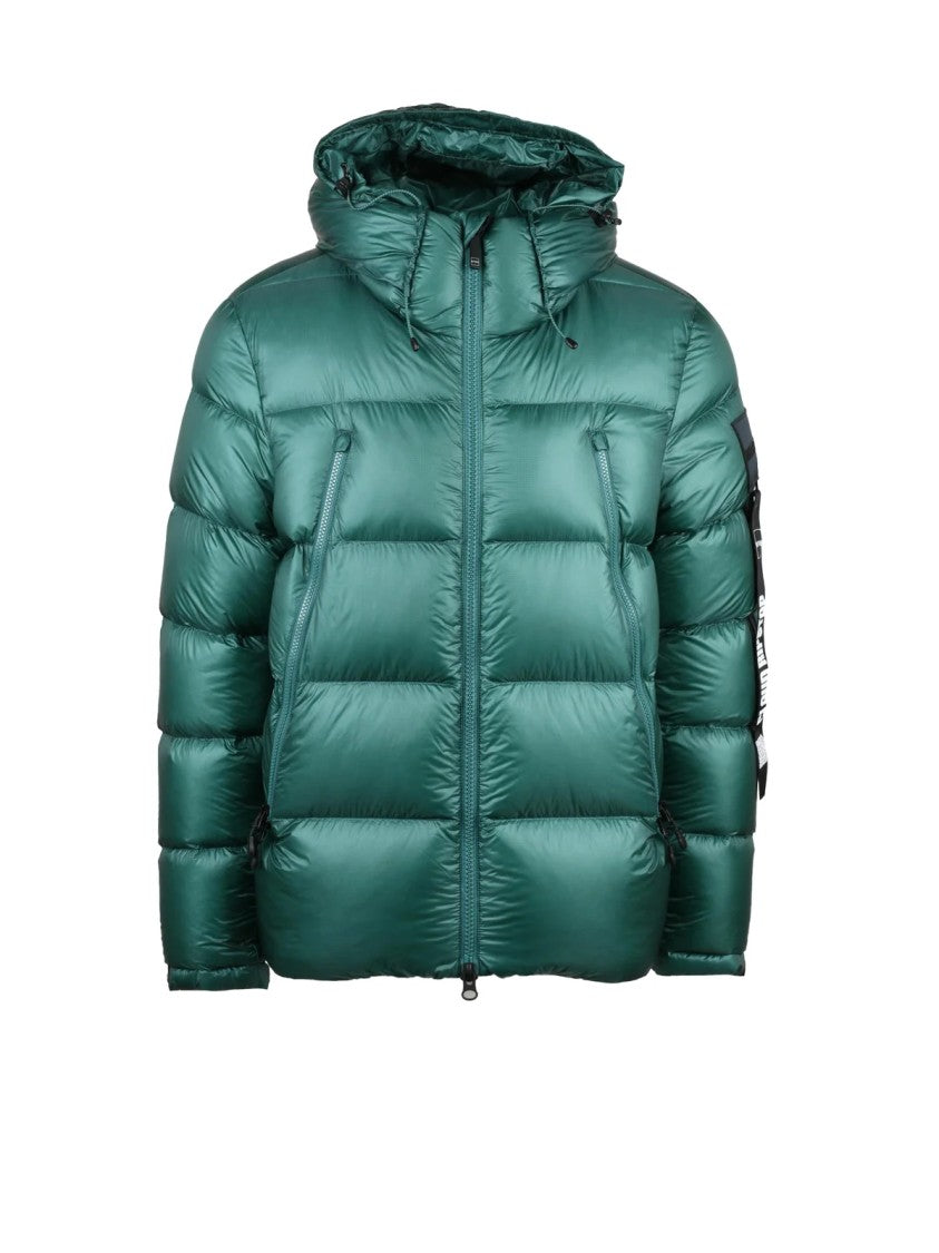 Outhere Green Glossy Hooded Polyamide Down Jacket