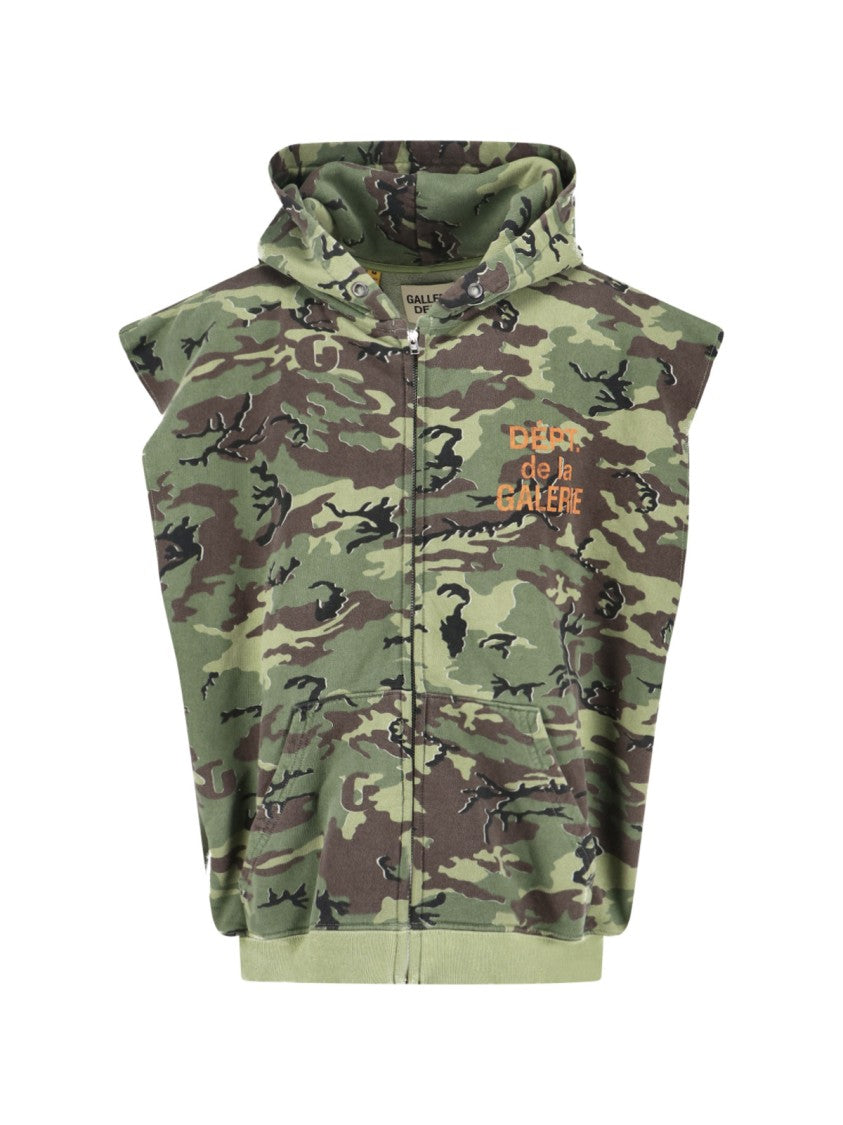 Gallery Dept. Multicolor Camouflage Hooded Gilet With Zip Closure