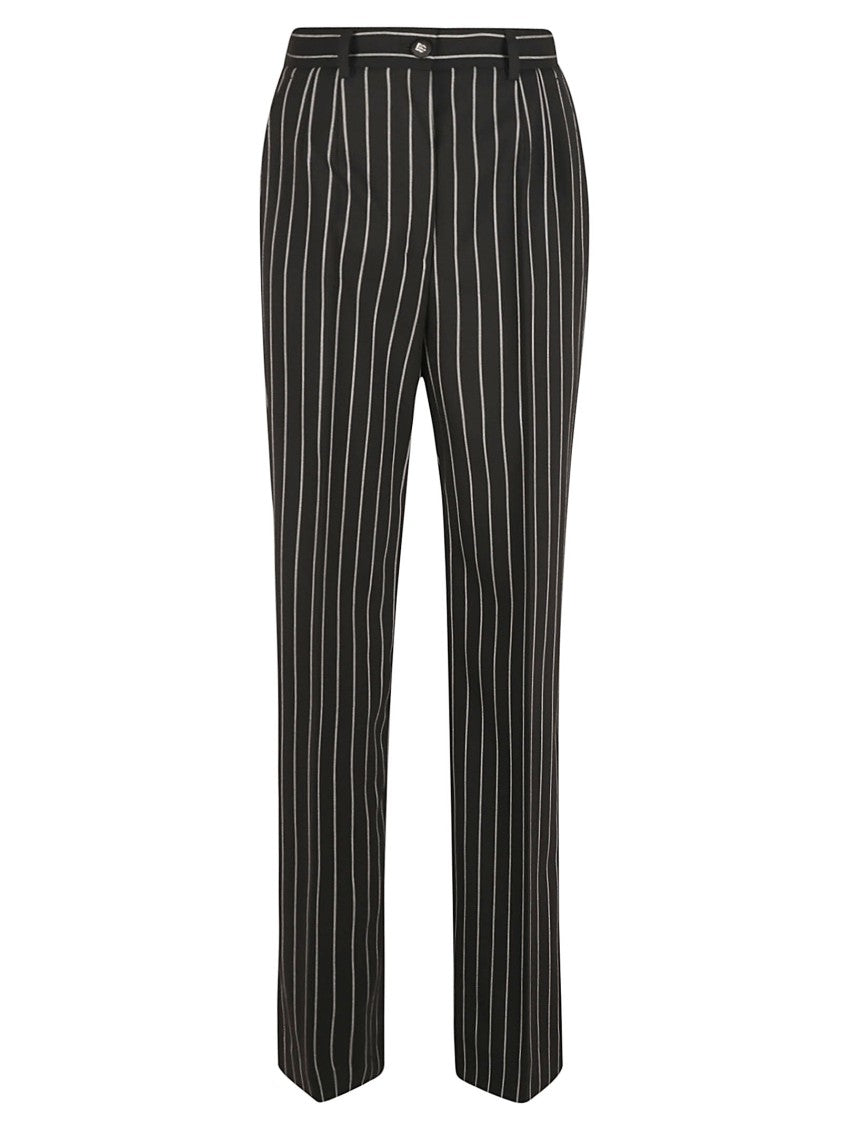 Dolce & Gabbana Tailored Black Trousers With Vertical Pinstripes