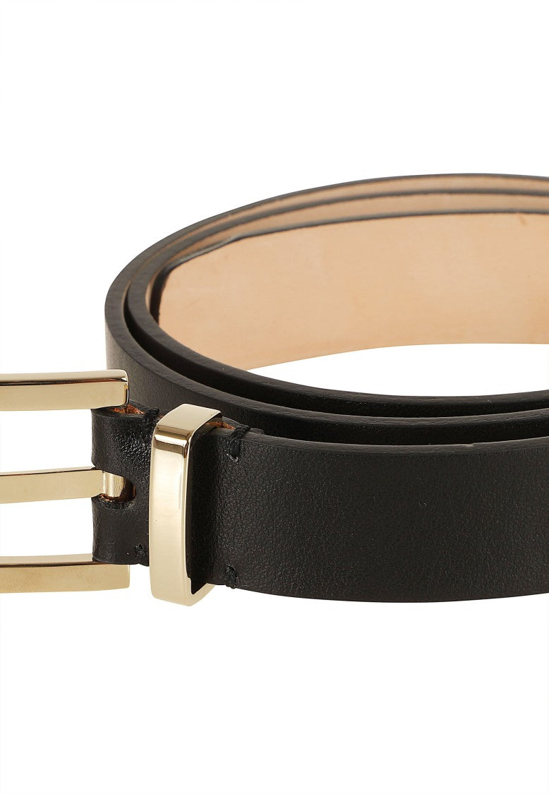 Victoria Beckham Slim Leather Belt With Polished Gold-Tone Buckle