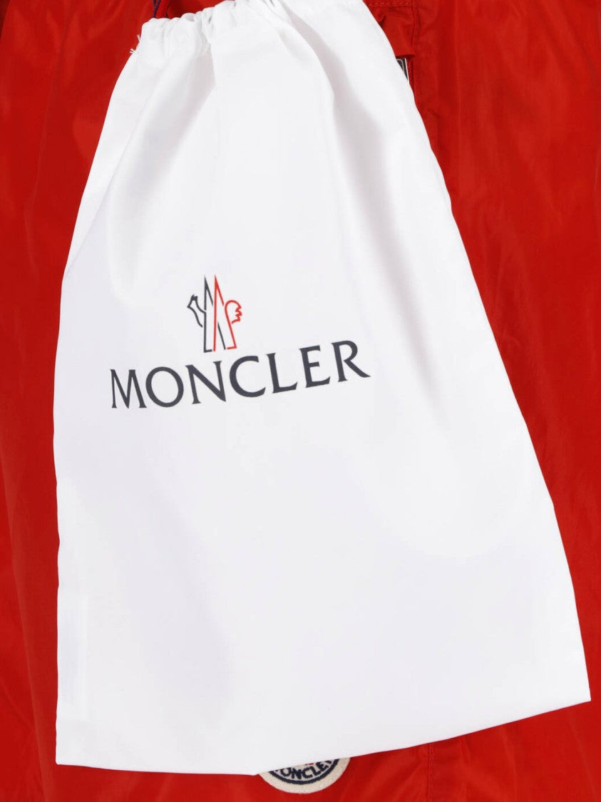 Moncler Red Nylon Mid-Rise Zippered Shorts