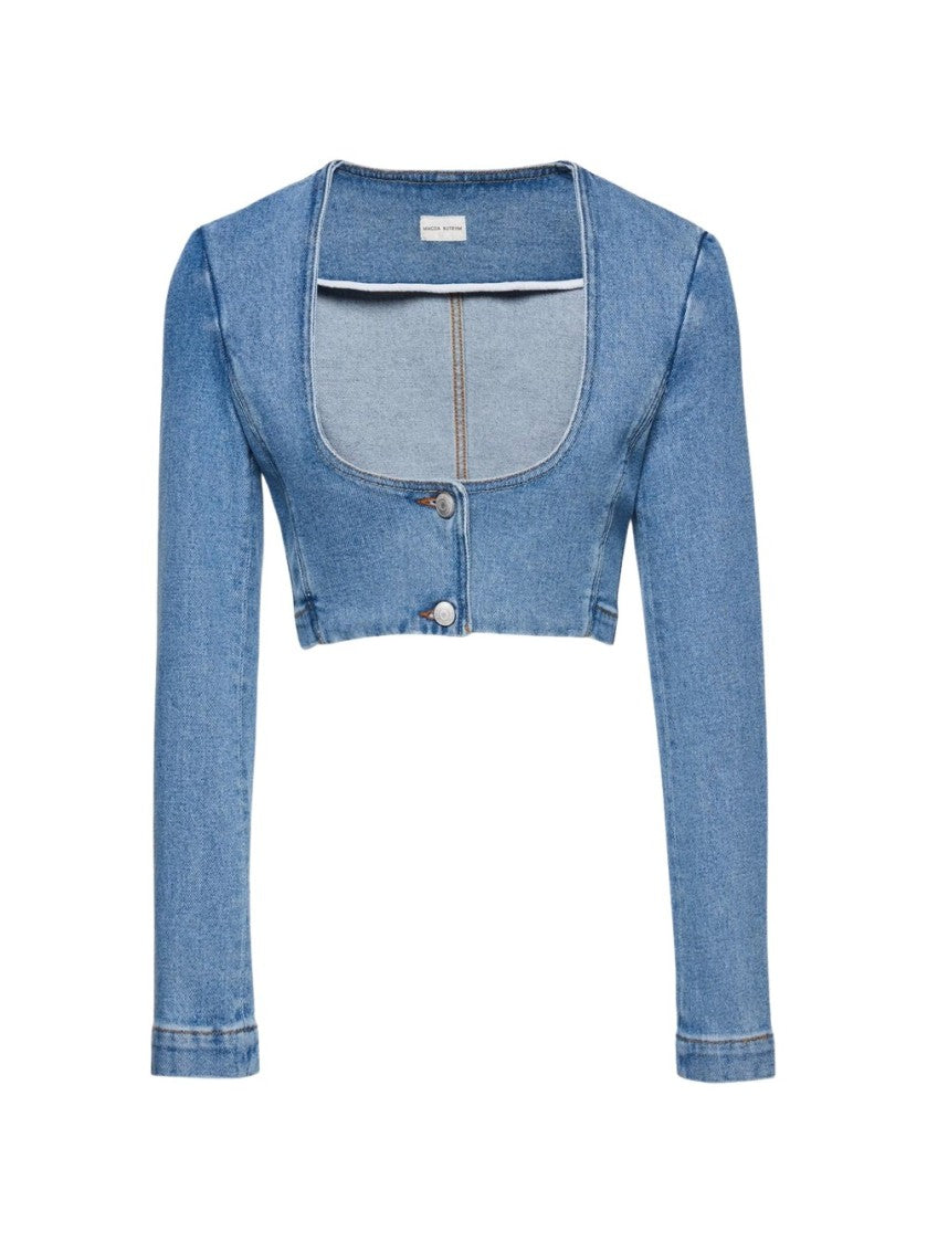 Magda Butrym Ultra Cropped Scoop Denim Jacket