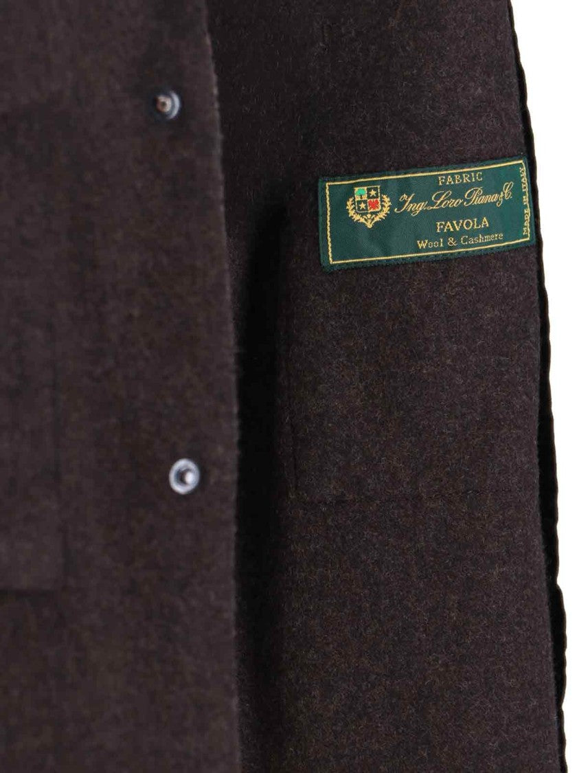 Aspesi Field Shirt In Dark Brown Virgin Wool