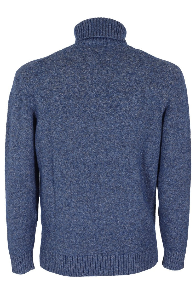 Kangra Textured High-Collar Knit Pullover With Ribbed Detailing