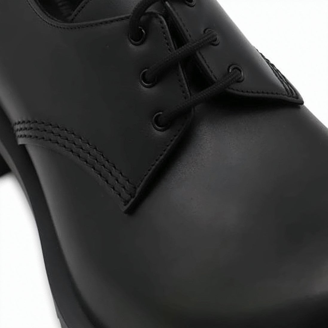 Balenciaga Chunky Black Calf Leather Dress Shoes With Rugged Sole