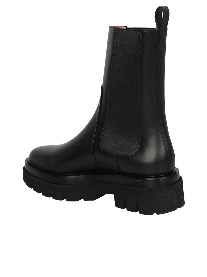 Santoni Black Leather Boots