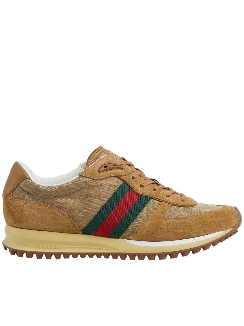 Gucci Tan Nora Suede Fabric Retro Sneakers