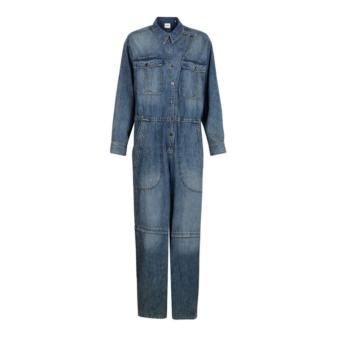 Isabel Marant Denim Jumpsuit With Button-Up Front And Utility Pockets
