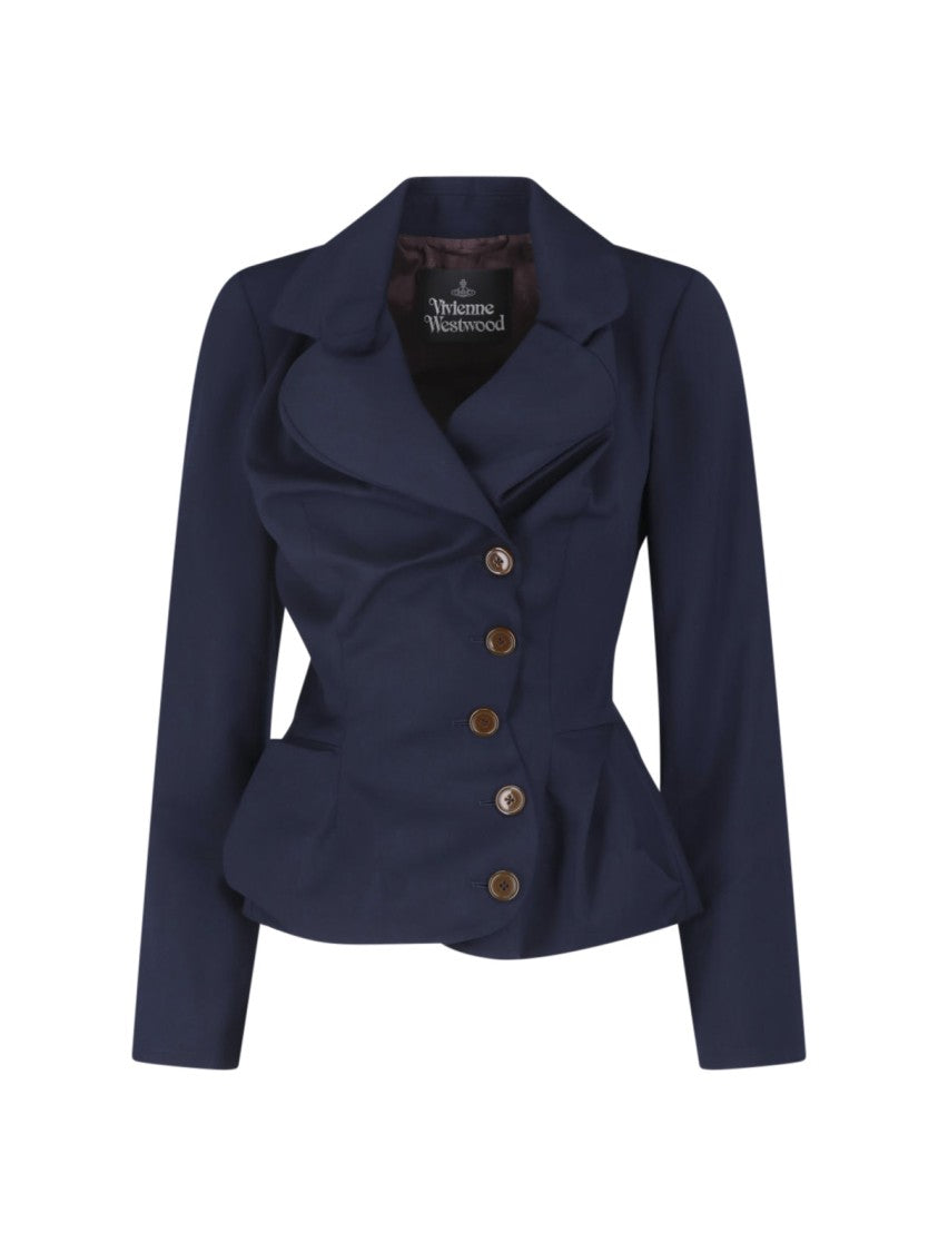 Vivienne Westwood Navy Drunken Tailored Virgin Wool Suit Jacket