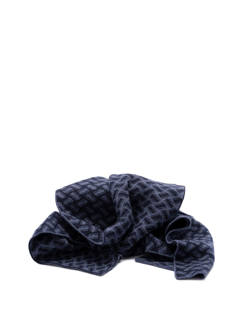 Drumohr Geometric-Pattern Cashmere Scarf With Finished Edge