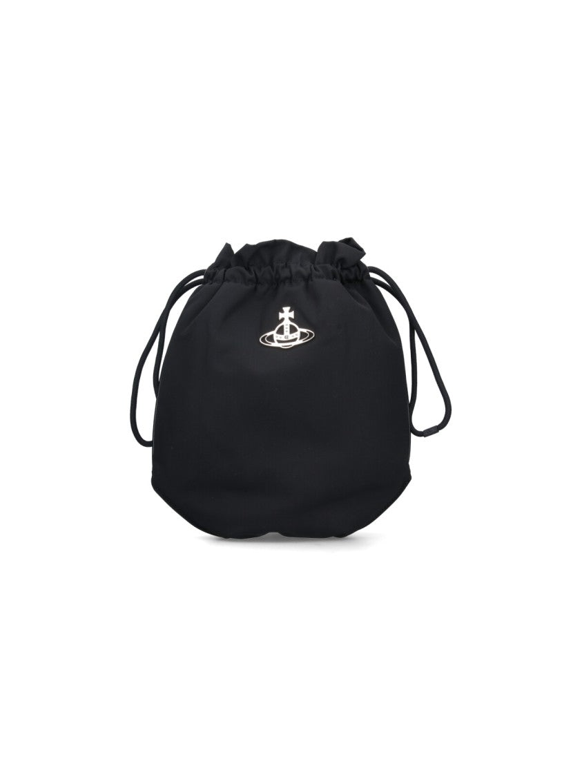 Vivienne Westwood Drawstring Bucket Bag With Silver-Tone Logo And Adjustable Strap