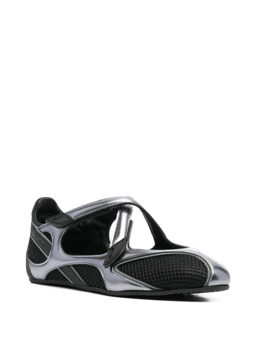 The Attico Contemporary Black Ballerinas With Crisscross Straps