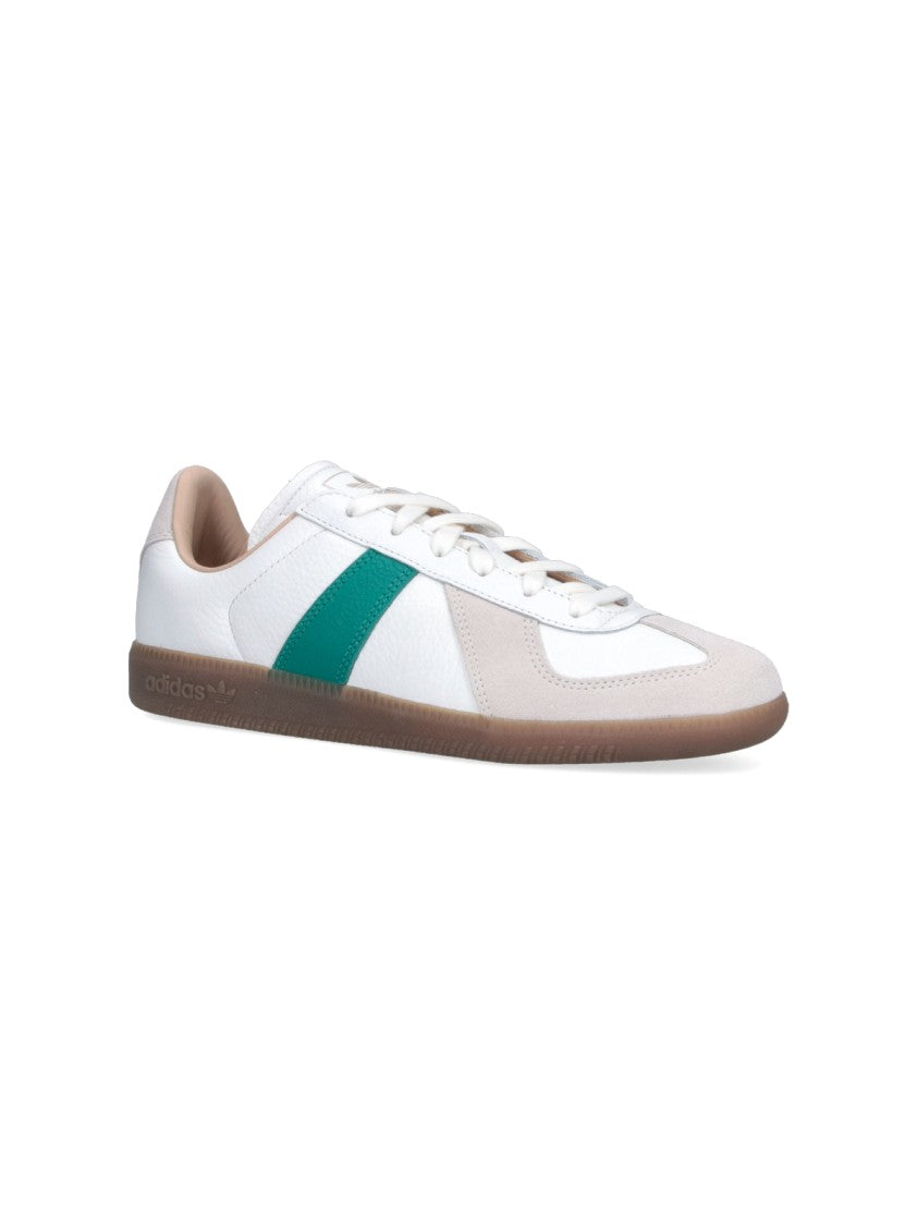 Adidas White Leather Green Stripe Low-Profile Sneakers