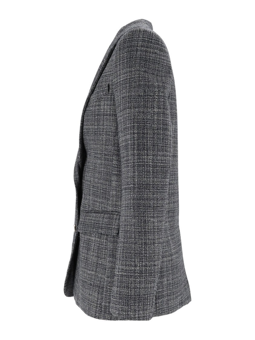 Fabiana Filippi Night Blue Drawstring Mélange Blazer