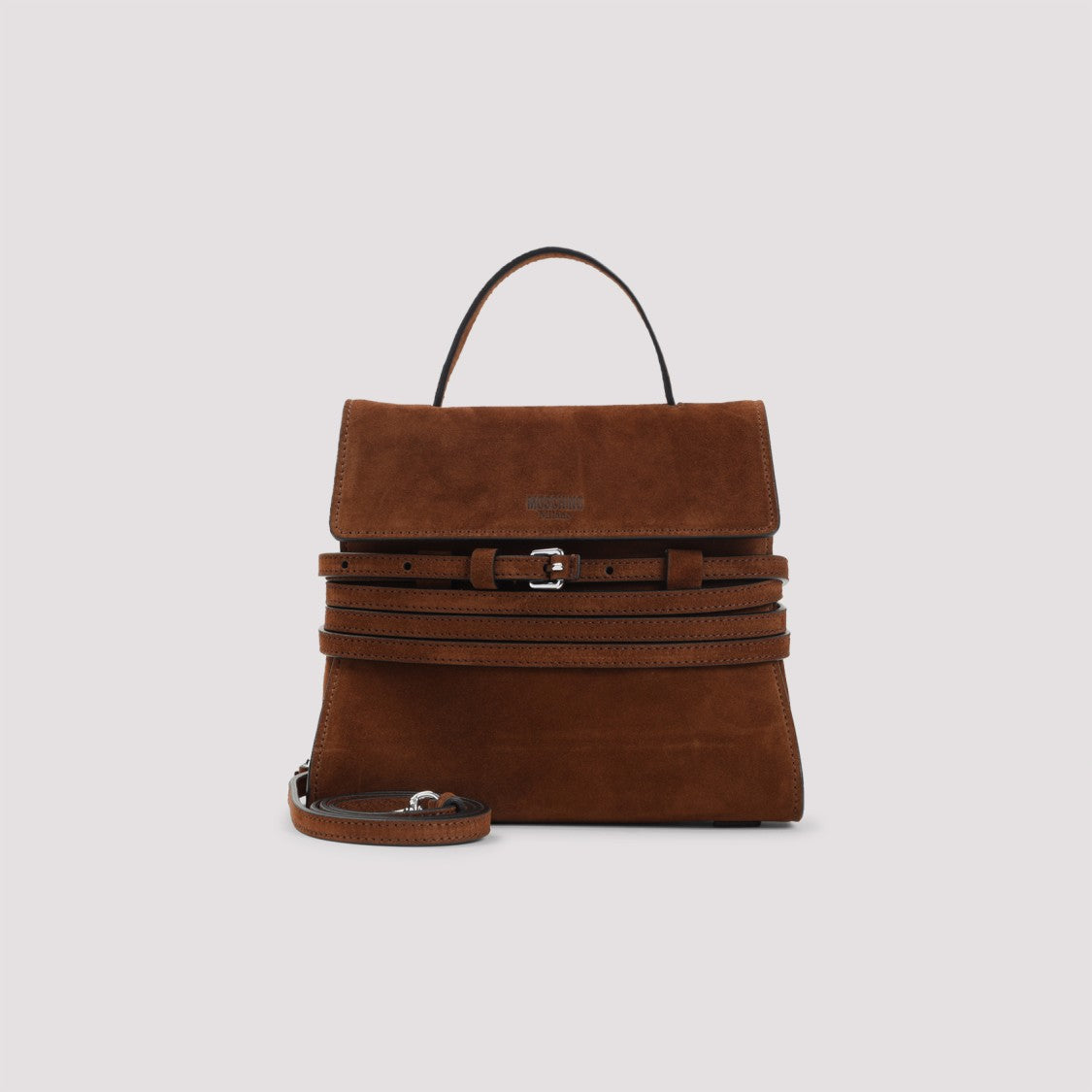 Moschino Brown Suede Leather Handbag