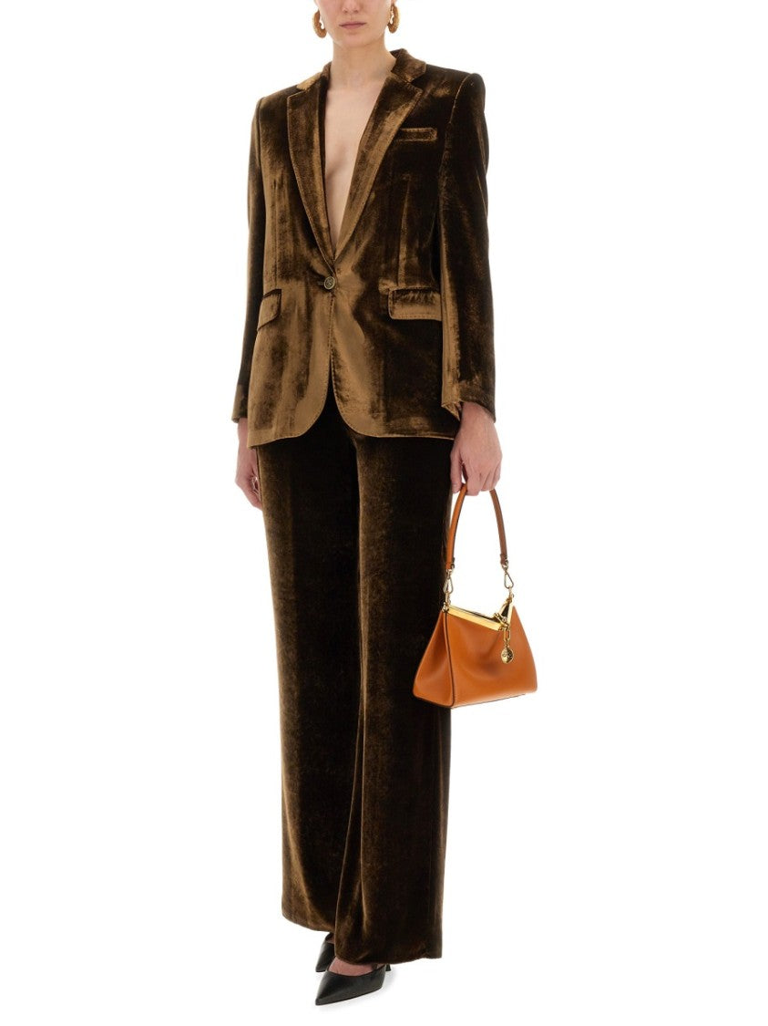 Etro Straight-Fit Velvet Trousers With High Waist