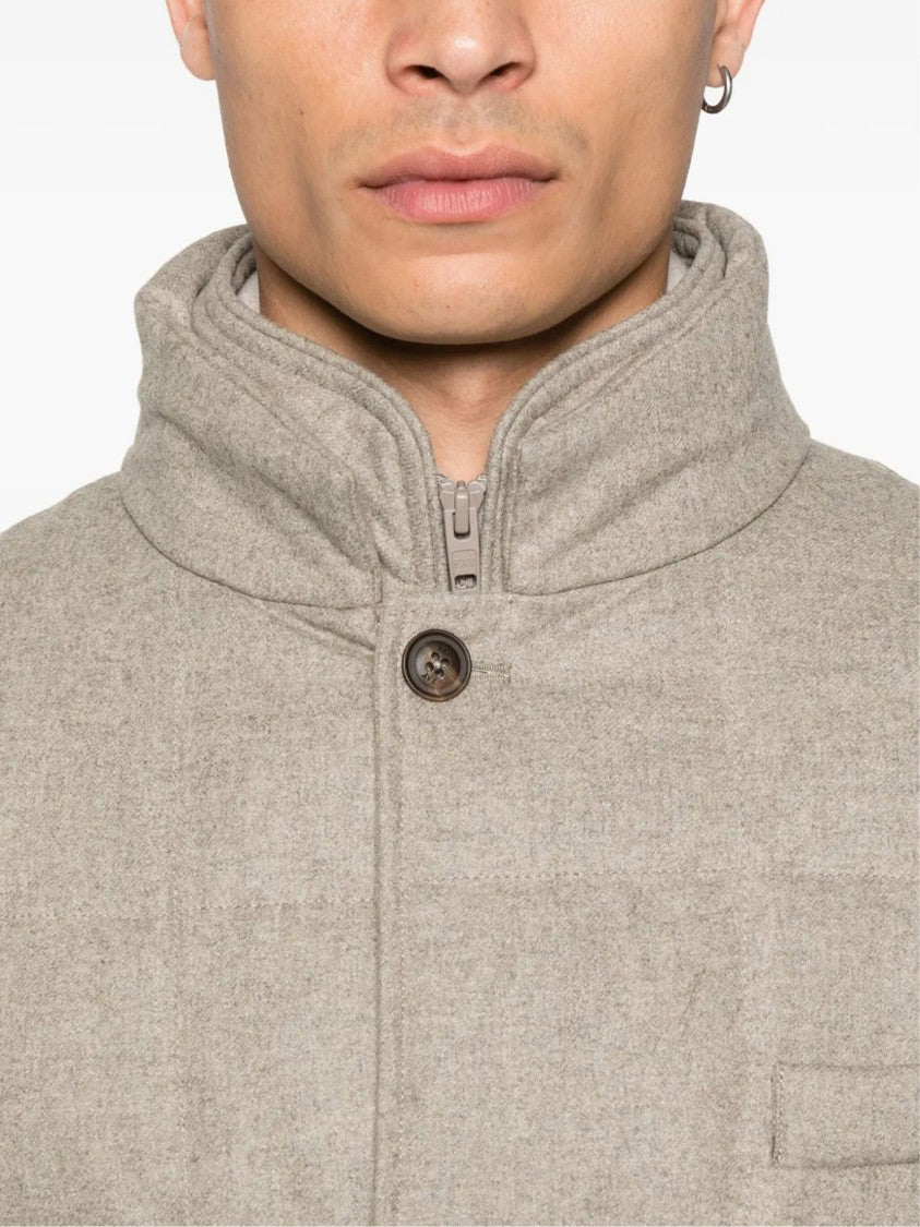 Fay Double-Breasted Quilted Padded Grid Stitch Jacket