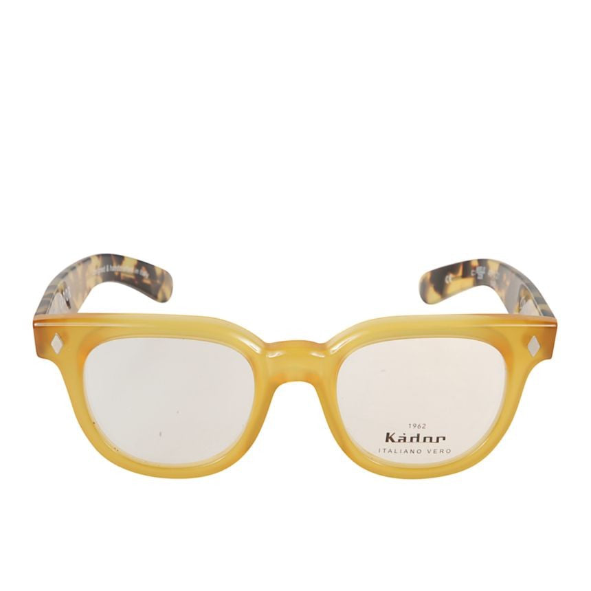 Kador Orbit Translucent Amber Square Frame Sunglasses With Tortoiseshell Arms