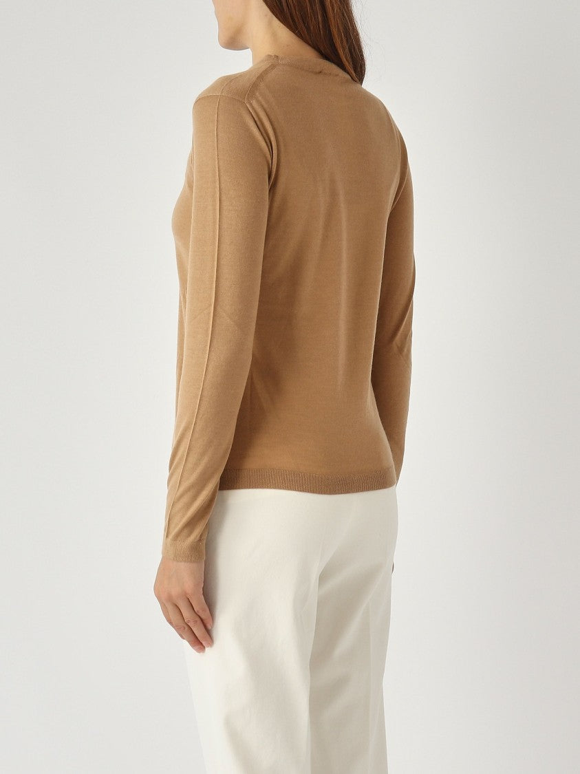 Max Mara Malesia Fine-Knit Sweater In Camel Brown