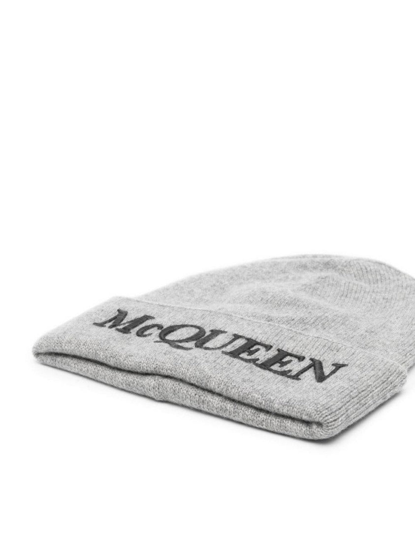 Alexander Mcqueen Logo Embroidered Cashmere Beanie