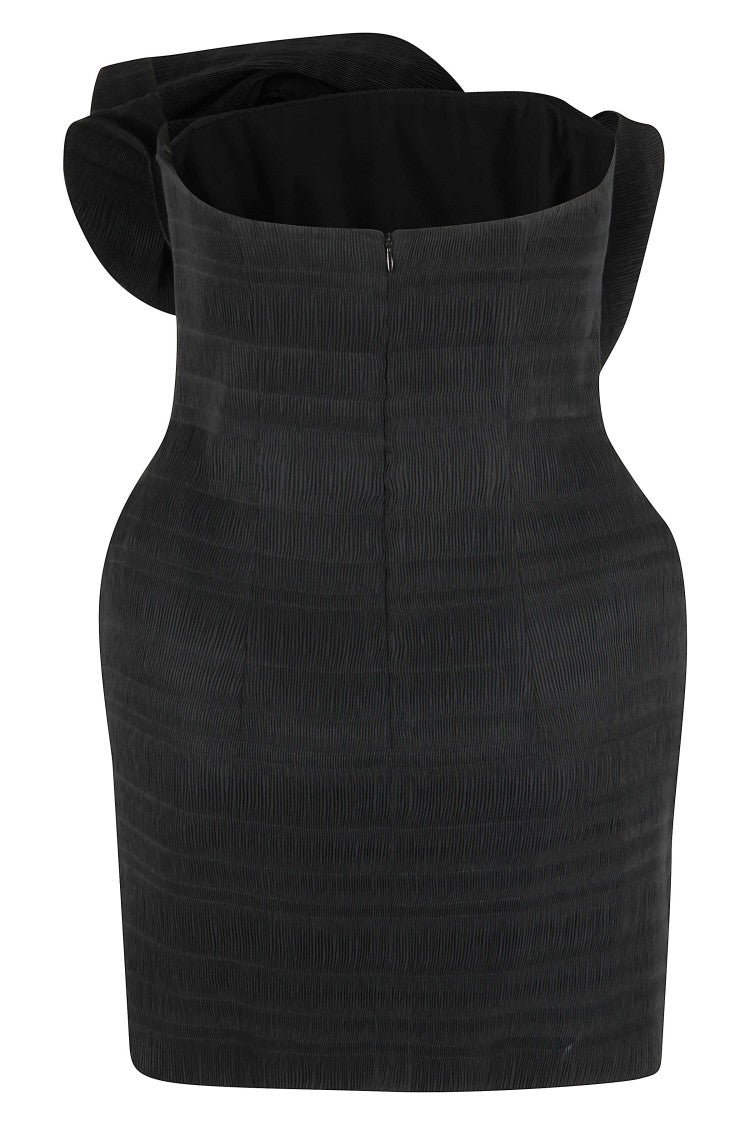 Magda Butrym Sculptural Black Mini Dress With Textured Fabric
