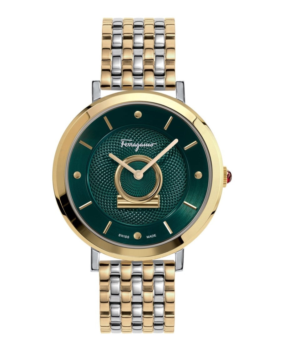 Ferragamo Minuetto Two-Tone Green Dial Watch