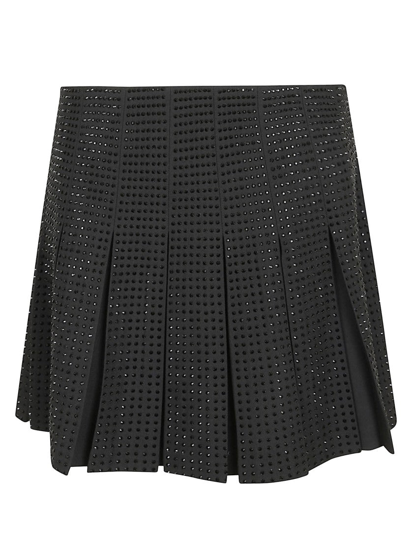 Pinko Structured Black Mini Skirt With Pleated Design
