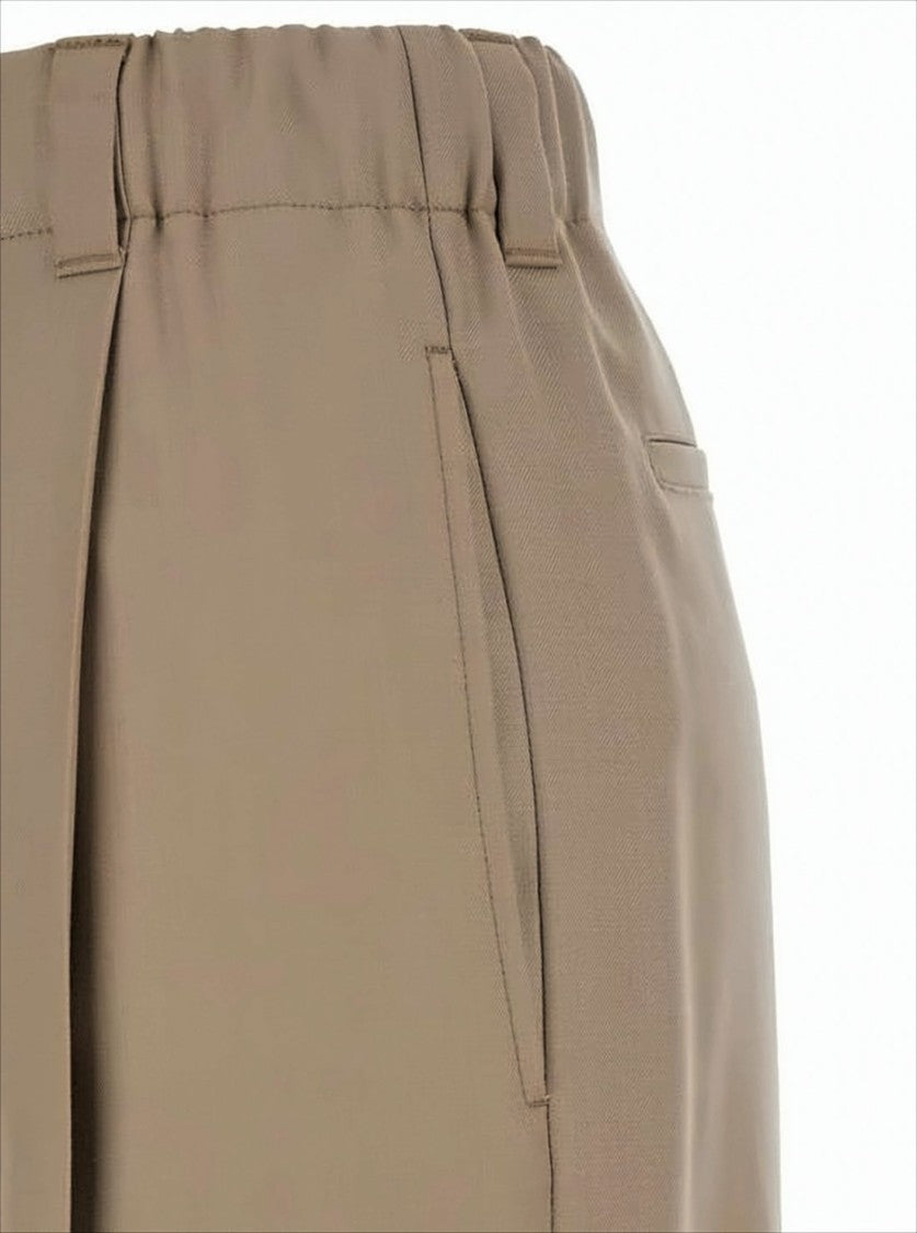 Moncler Tailored Wool Gabardine Trousers With Mid-Rise Waist