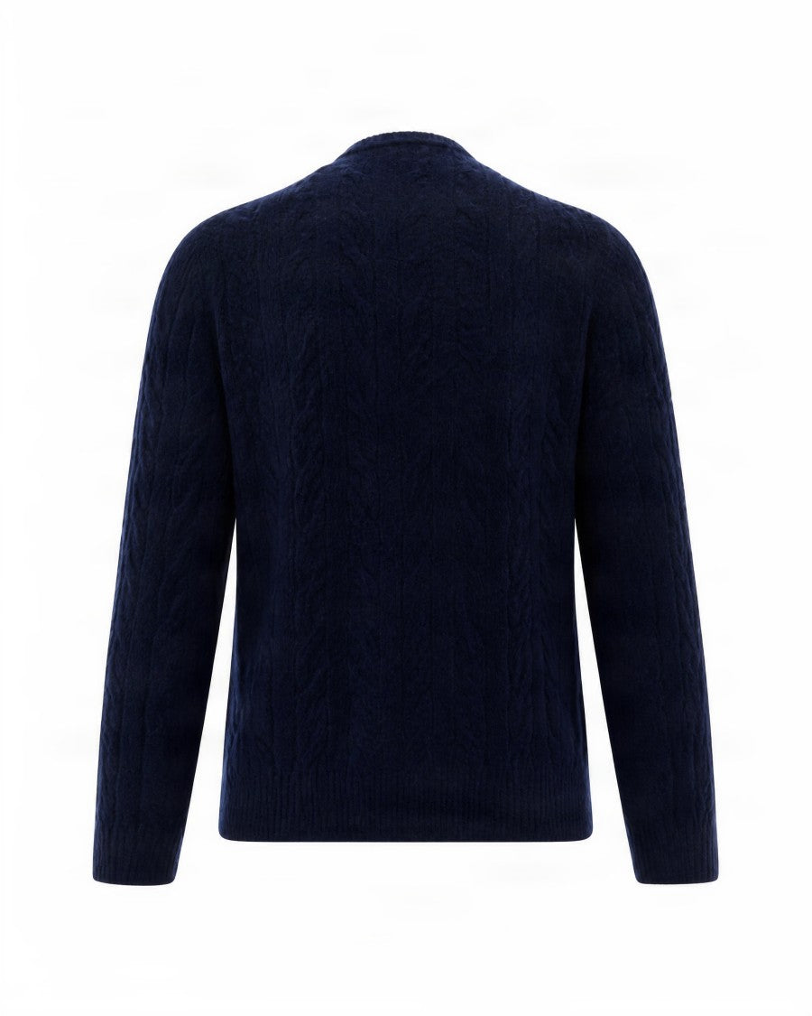 Ballantyne Navy Cable Knit Wool-Blend Sweater