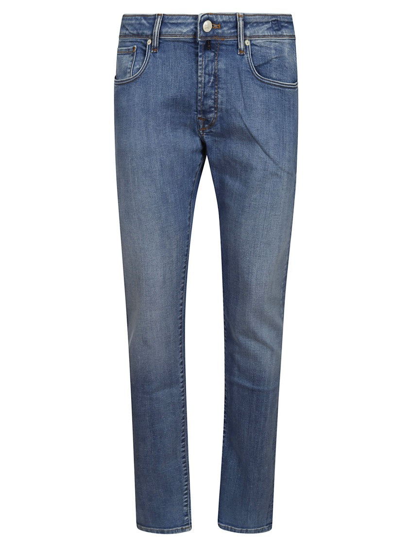 Incotex Slim-Fit Blue Cotton Jeans With Classic Design