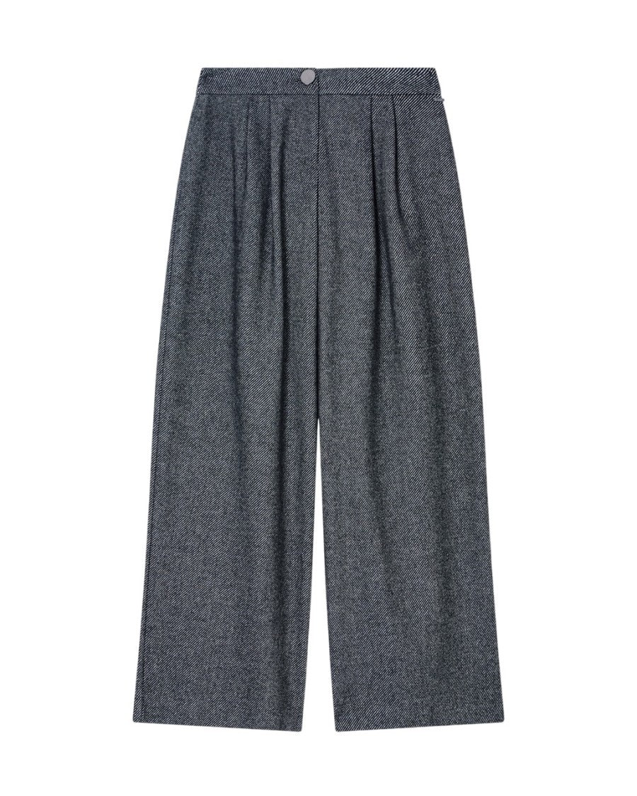 Armani Exchange High-Waisted Wool Blend Front Pleats Pants