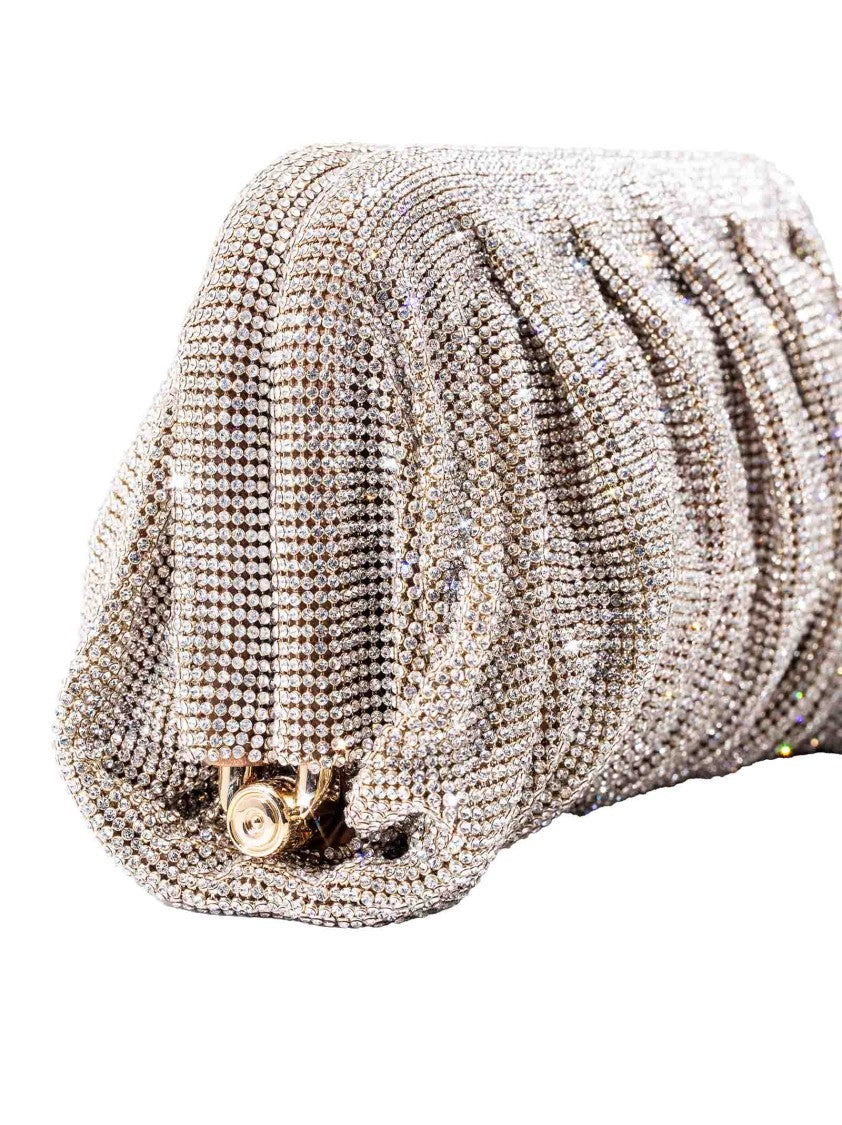 Benedetta Bruzziches Aluminum Mesh Clutch Bag With Rhinestone Accents