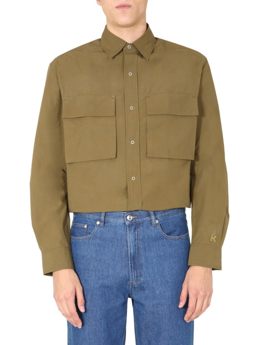 Kenzo Cropped Brown Oversize Shirt