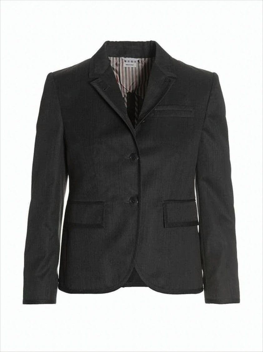 Thom Browne Tailored Grey Wool Jacket With Notched Lapels And Elegant Lining