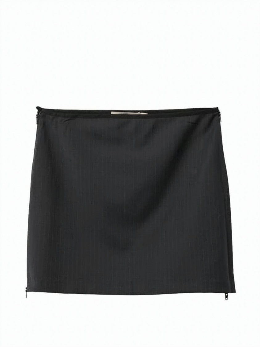 Paloma Wool Dark Grey Pinstripe Straight Silhouette Mini Skirt