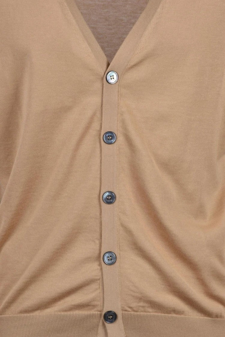 Drumohr Cotton V-Neck Cardigan - Beige