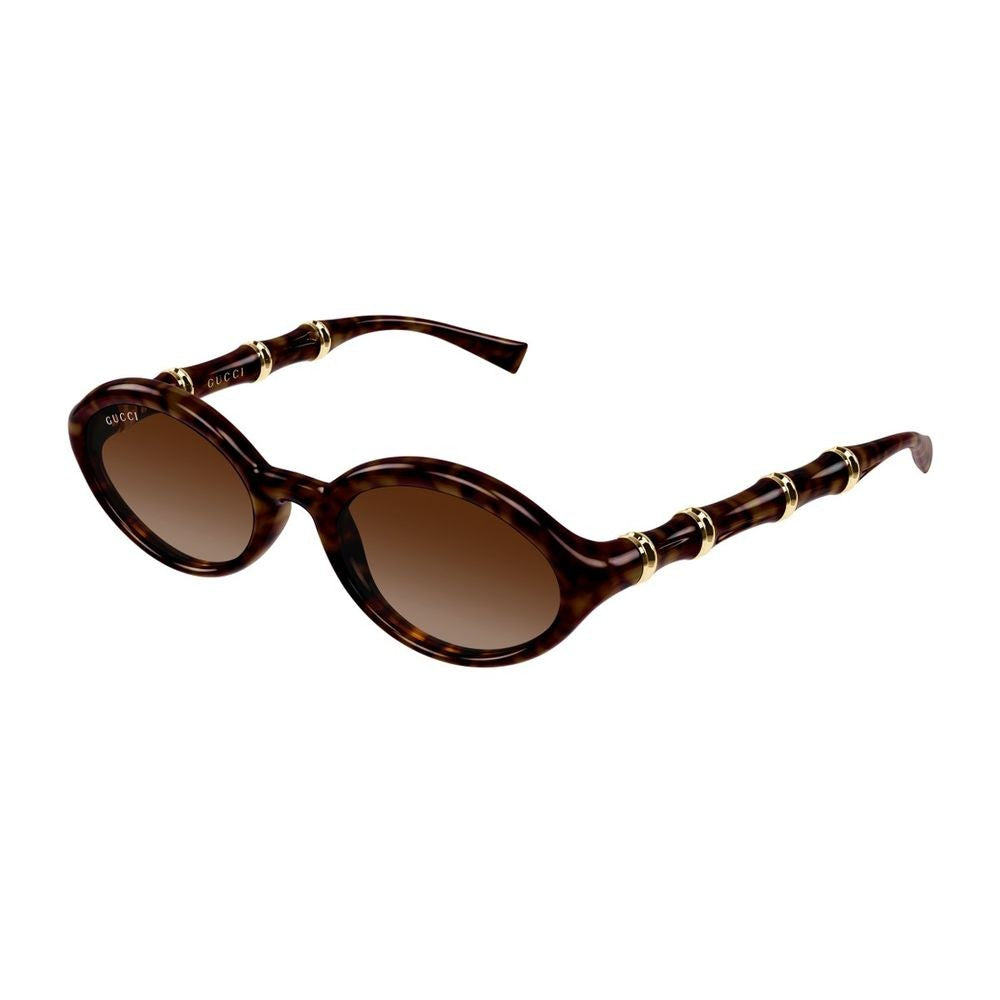 Gucci Oval-Shaped Retro-Inspired Sunglasses With Gold Accents Gg2059s Linea Sign