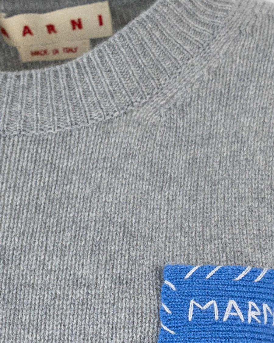 Marni Grey Cashmere Sweater With Embroidery