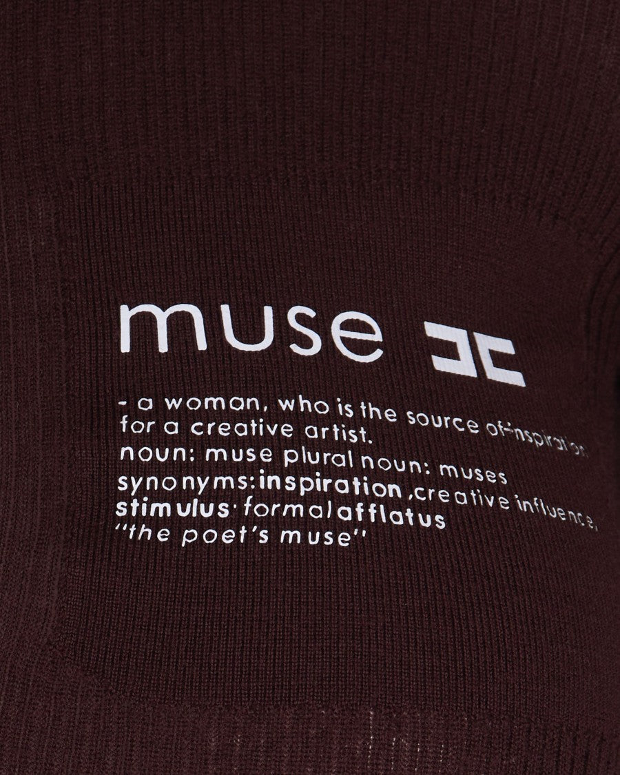 Elisabetta Franchi Merlot Lettering Detail Turtleneck