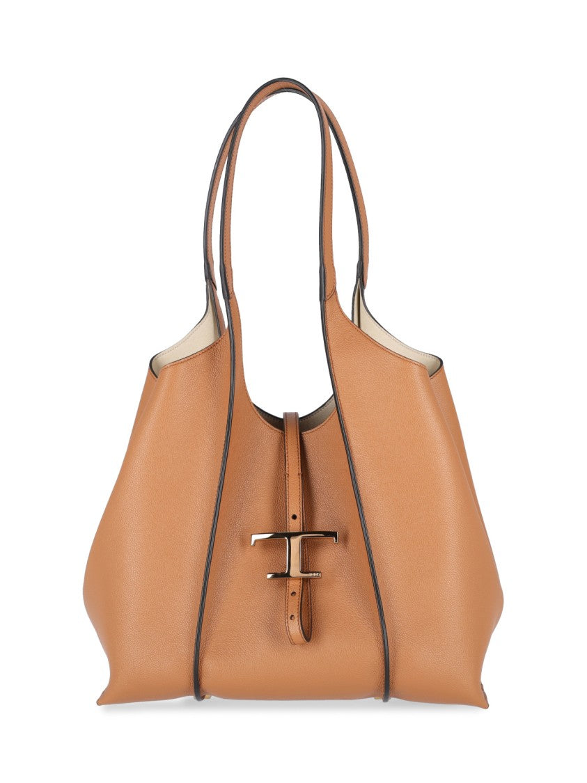 Tod's Brown T Timeless Small Tote Bag