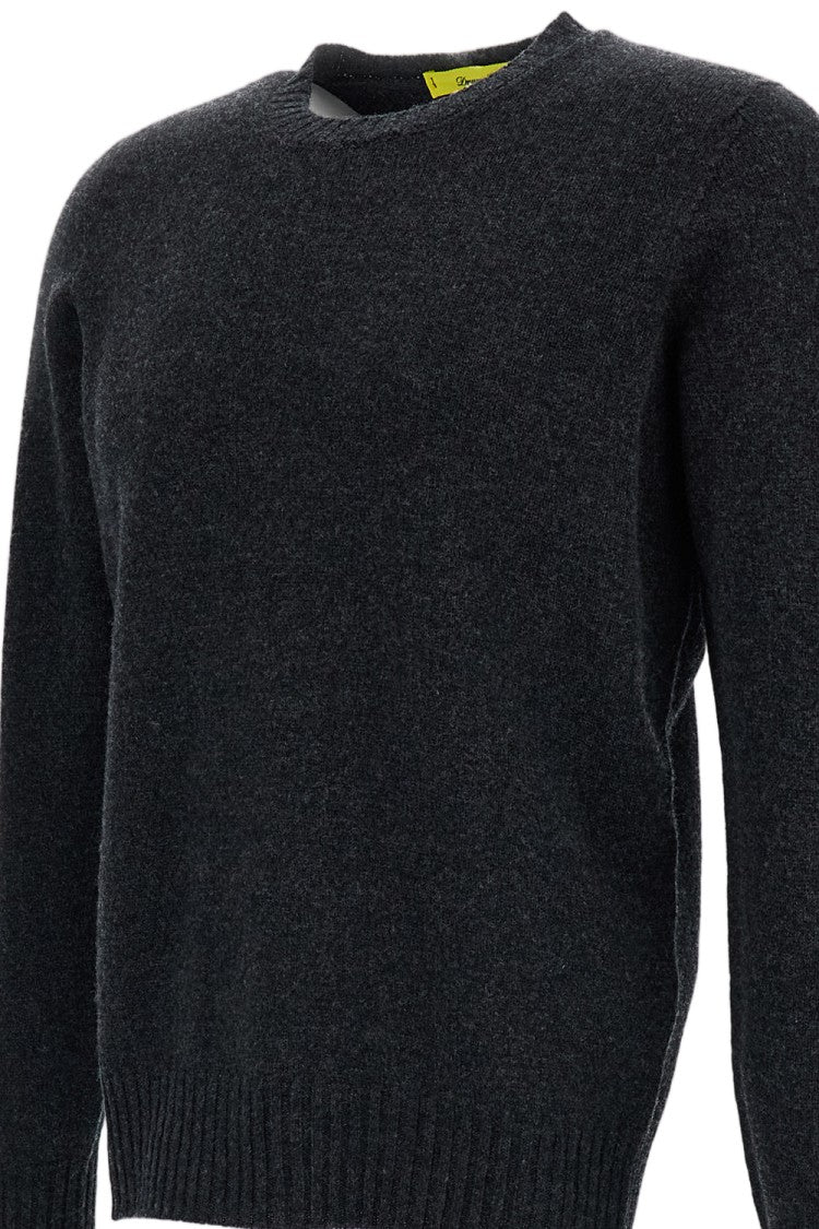 Drumohr Grey Raglan Sleeve Fine-Knit Wool Sweater