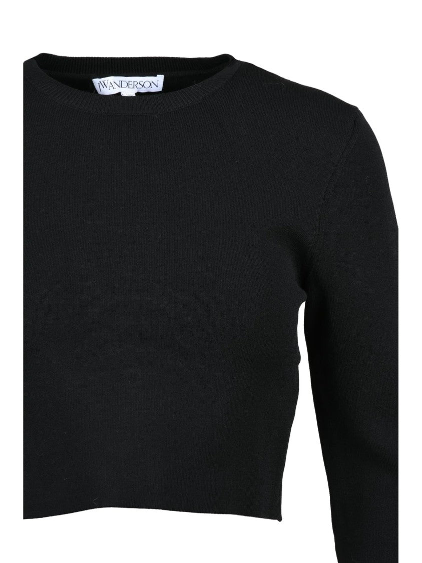 J. W. Anderson Fitted Black Knit Sweater With Bell Cuffs And Streamlined Silhouette