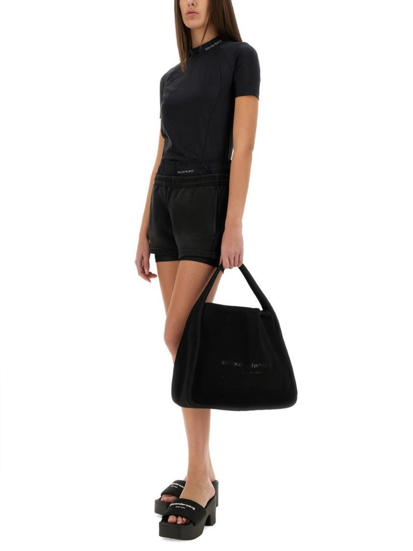 T By Alexander Wang Black Shorts With Subtle Logo Detail