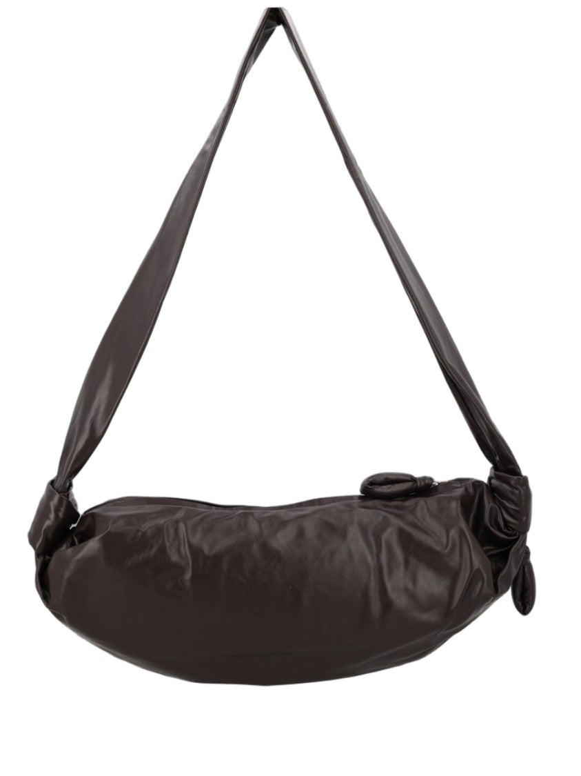Lemaire Minimalist Brown Shoulder Bag With Padded Strap And Zip Closure
