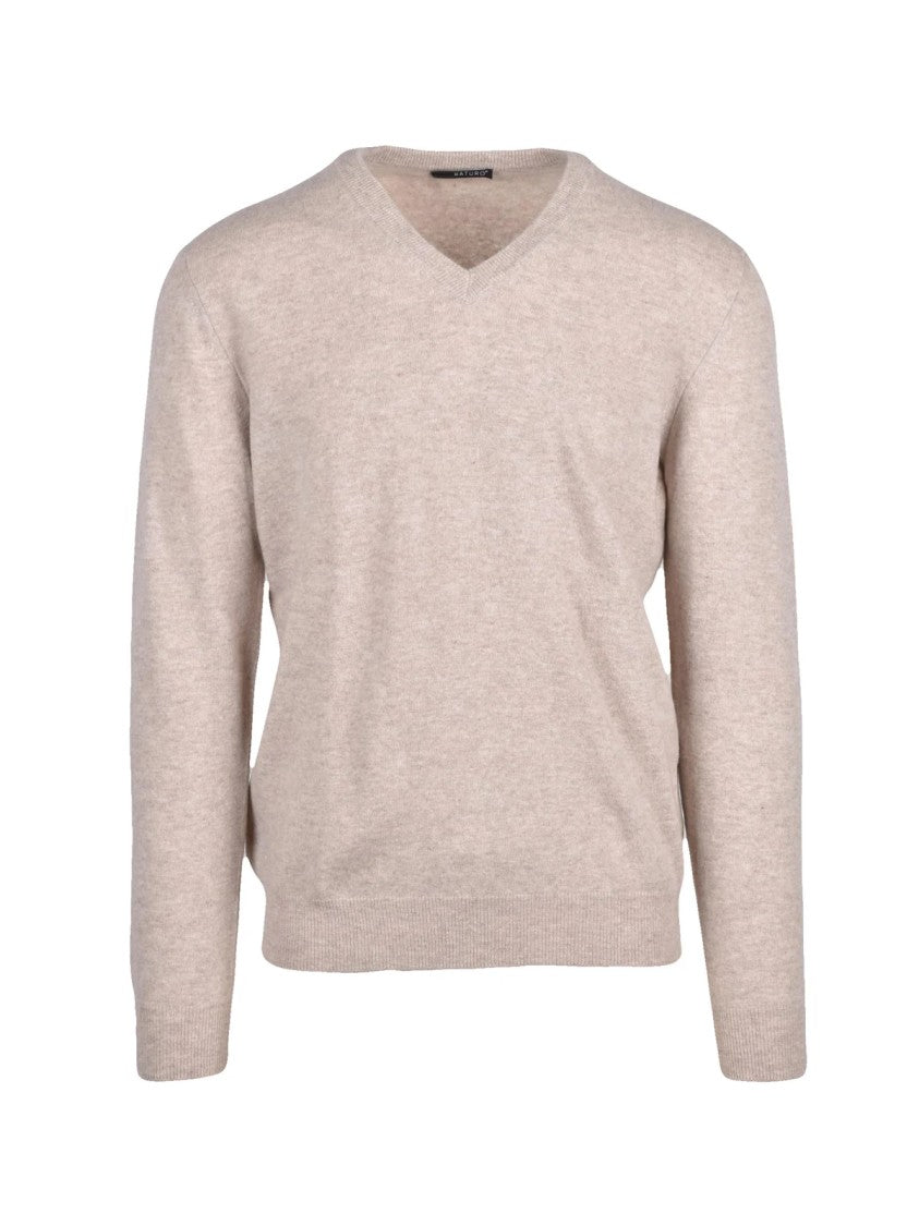 Baturo Light Beige Wool Crewneck Sweater