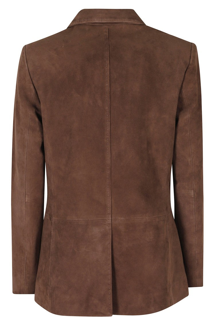 Seventy Brown Double-Breasted Flap Pockets Suede Jacket
