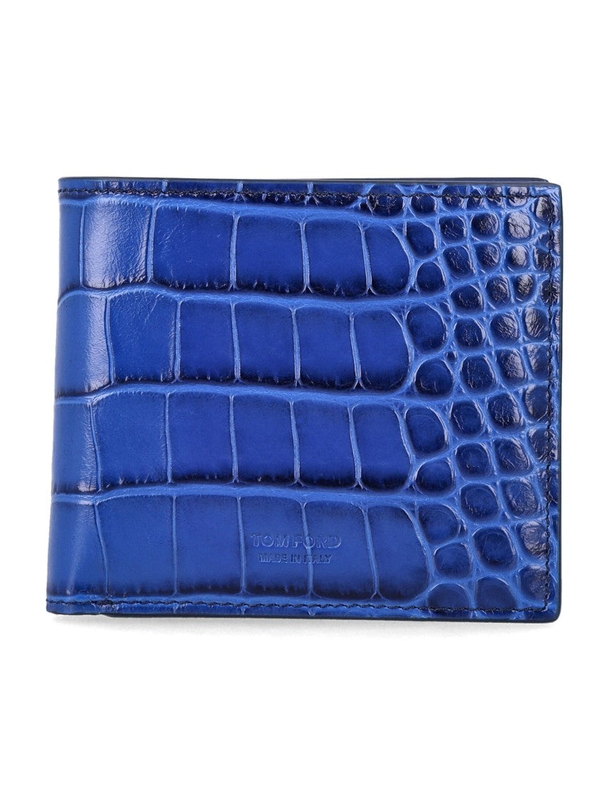 Tom Ford Crocodile-Effect Leather Bi-Fold Wallet