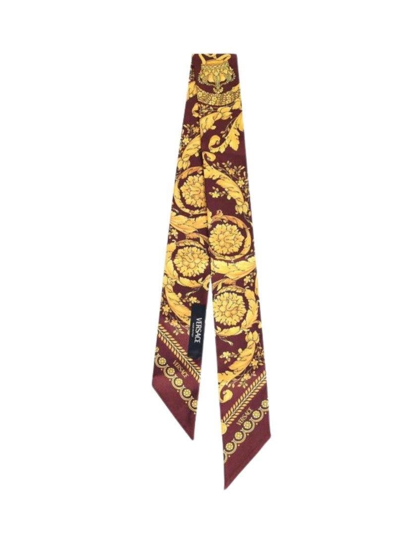 Versace Gold All-Over Print Silk Scarf