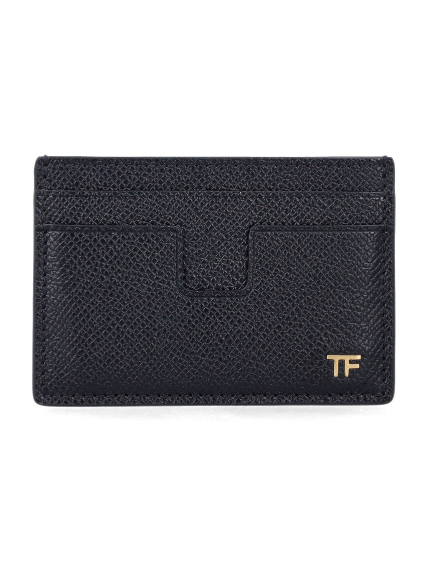Tom Ford Grain Leather Cardholder With Gold Tf Logo